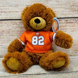Dave & Buster's Plush Football Bear Stuffed Animal Toy Orange Jersey 10" NEW NWT